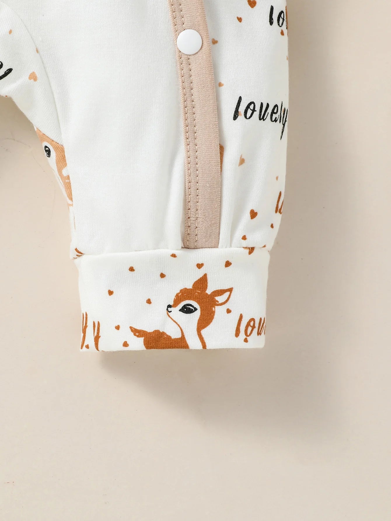 4PCS Baby unisex Long Sleeve Round Neck Animal Print With Button Casual Jumpsuit +Bib+Hat+Gloves