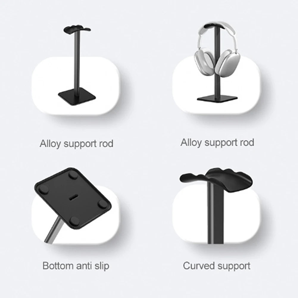 Ergonomic Curved Aluminum Alloy Headphone Display Holder Stable Stand for PC Gamer Accessories