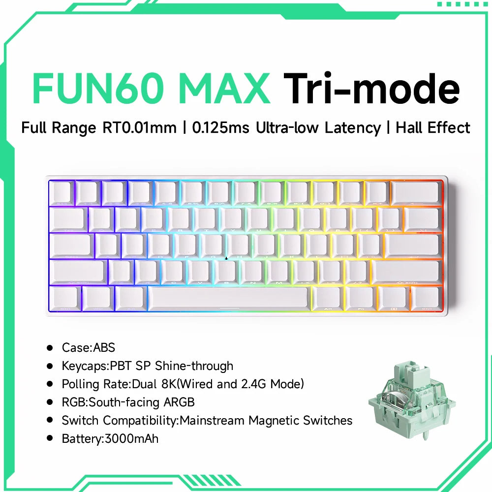 Akko MonsGeek FUN68 FUN60 PRO&MAX HE Magnetic Keyboard 60% 65% Gaming Keyboards Rapid Trigger 8K Custom Keyboard Gamer Esports