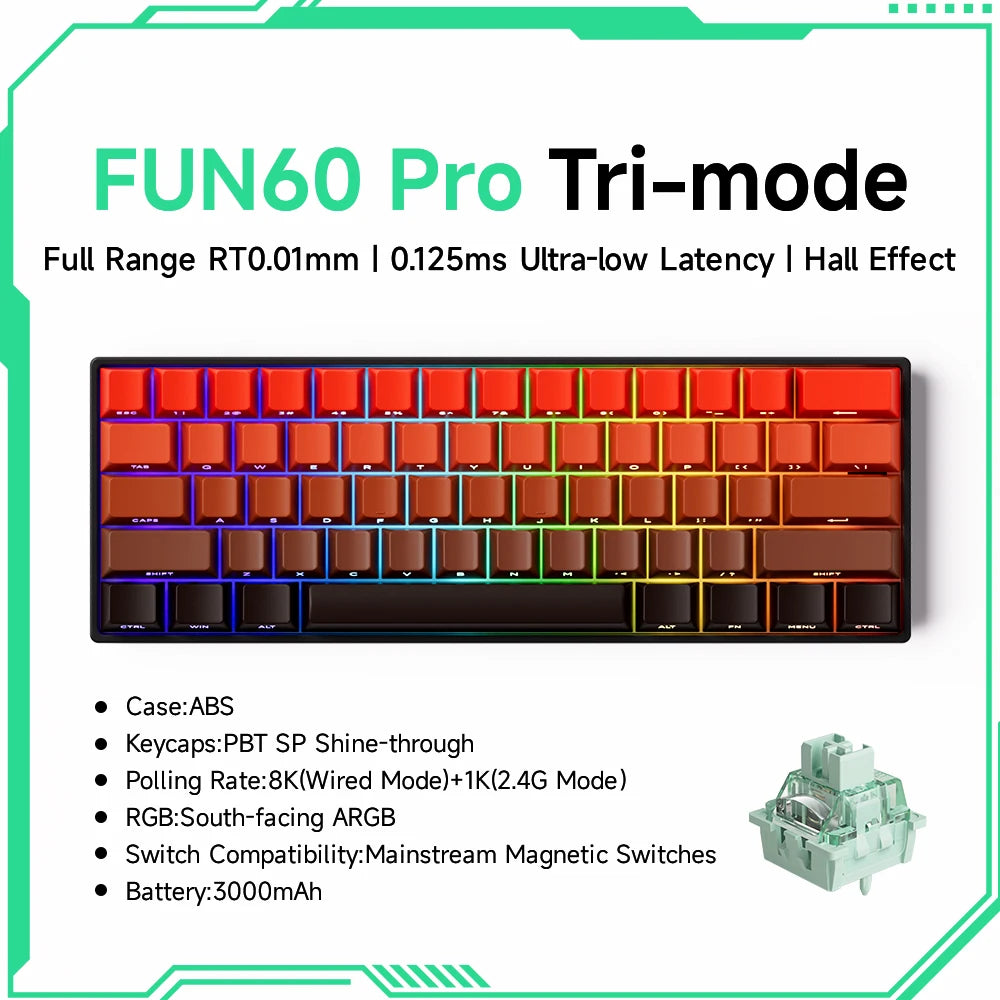 Akko MonsGeek FUN68 FUN60 PRO&MAX HE Magnetic Keyboard 60% 65% Gaming Keyboards Rapid Trigger 8K Custom Keyboard Gamer Esports