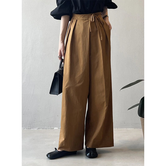 2024 Women Casual Wide Leg High Waist Pants Fashion Clothes Black Brown Pants Female Trousers