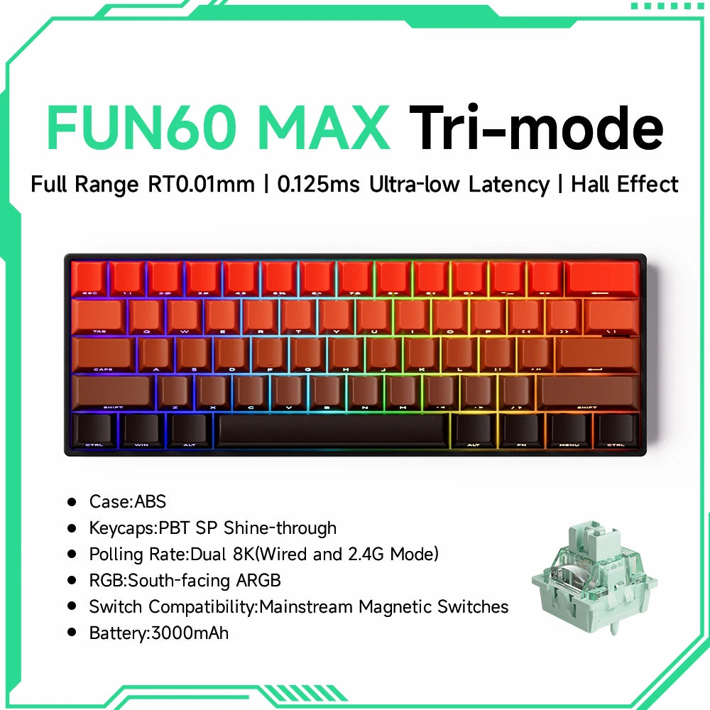 Akko MonsGeek FUN68 FUN60 PRO&MAX HE Magnetic Keyboard 60% 65% Gaming Keyboards Rapid Trigger 8K Custom Keyboard Gamer Esports