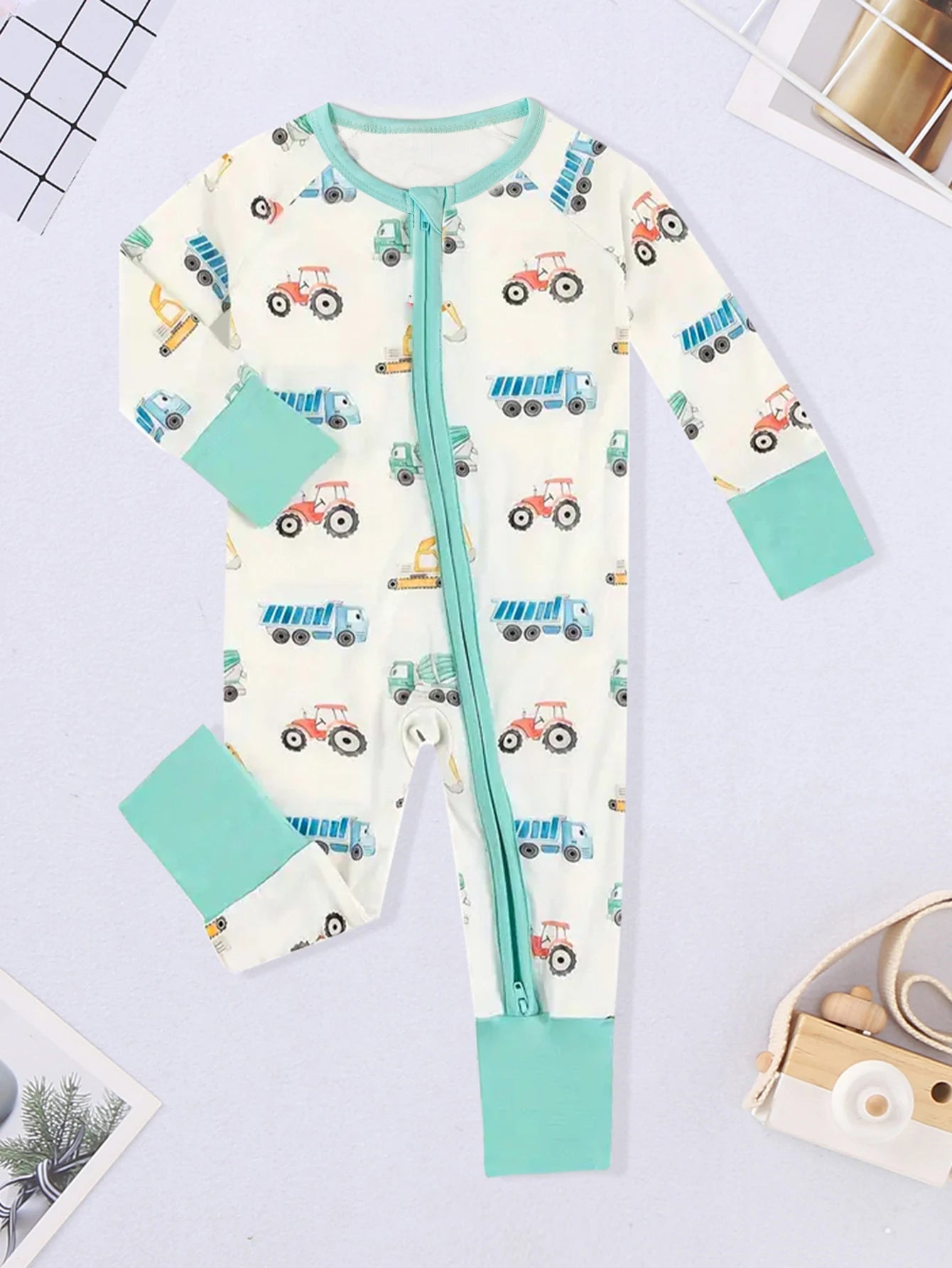Winter Newborn Infant Baby Boys Romper Bear Print Long Sleeve Button Up Front Rompers Kids Onepiece Soft Fashion Baby Clothing
