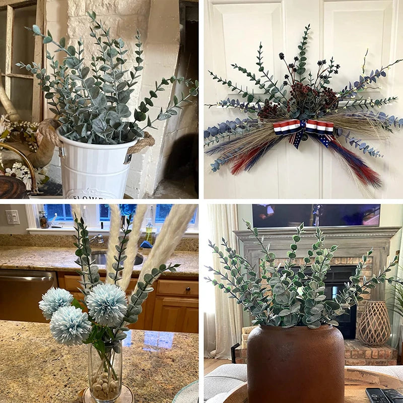 10/20/50pcs Artificial Eucalyptus Leaves Wholesale Fake Plants Vase Home table Party Wedding Decoration Outdoor Garden Christmas