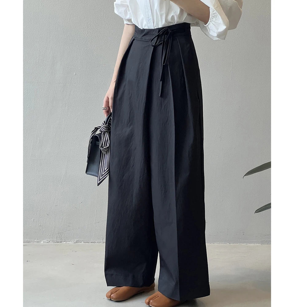 2024 Women Casual Wide Leg High Waist Pants Fashion Clothes Black Brown Pants Female Trousers