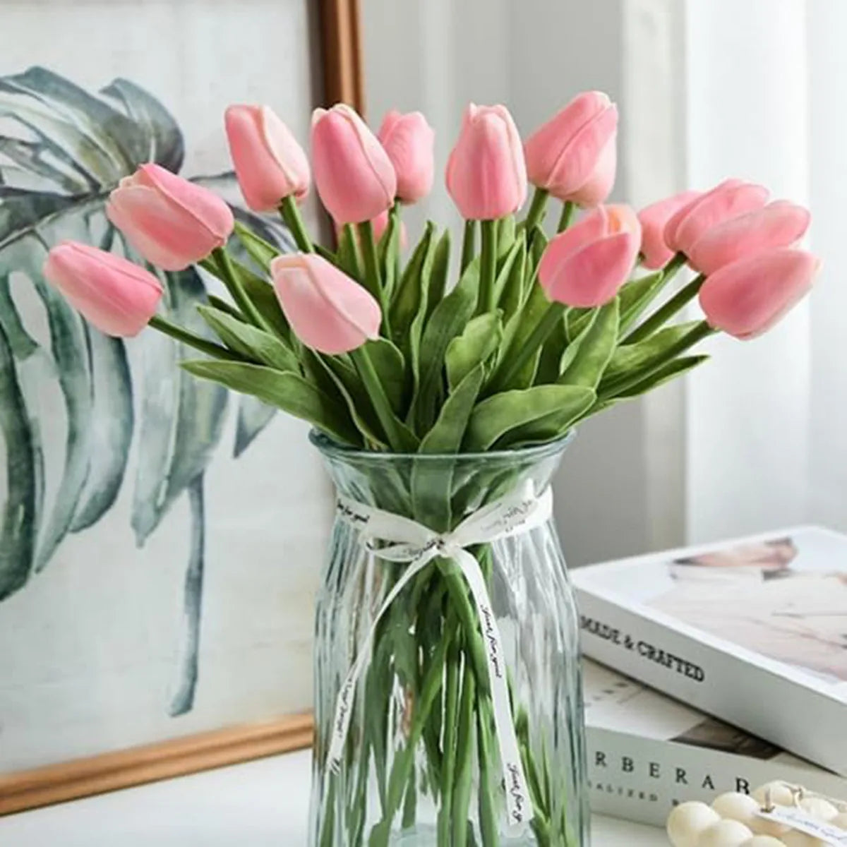 10Pcs Artificial Flower Realistic Touch Tulip Scrapbooking Vase Home Decor Wedding Garden Arch Garland Mother's Day Bouquet diy