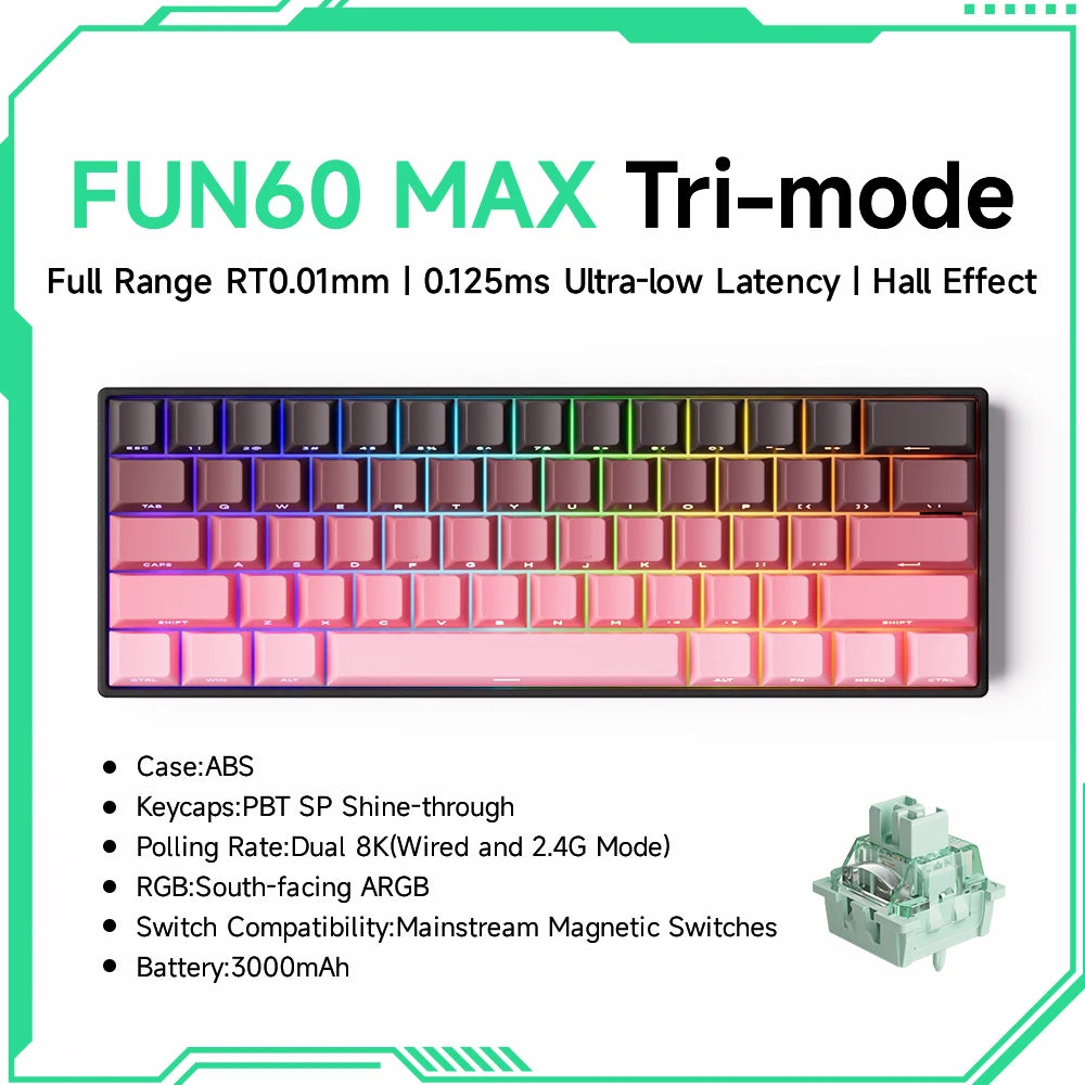 Akko MonsGeek FUN68 FUN60 PRO&MAX HE Magnetic Keyboard 60% 65% Gaming Keyboards Rapid Trigger 8K Custom Keyboard Gamer Esports