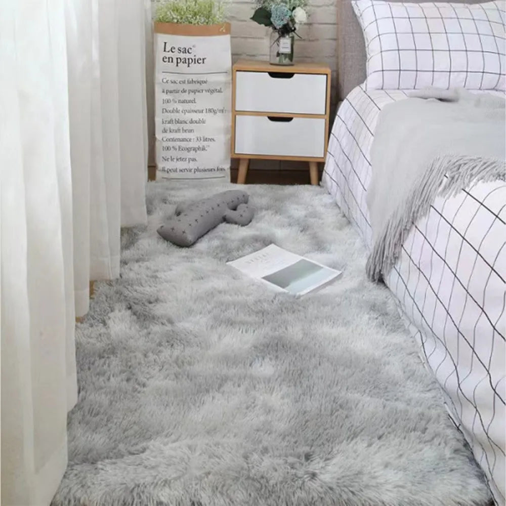 VIKAMA Long Pile Soft Carpet Living Room Bedroom Bedside Non Slip Skin Friendly Carpet Ins Nordic Style Home Decor Carpet