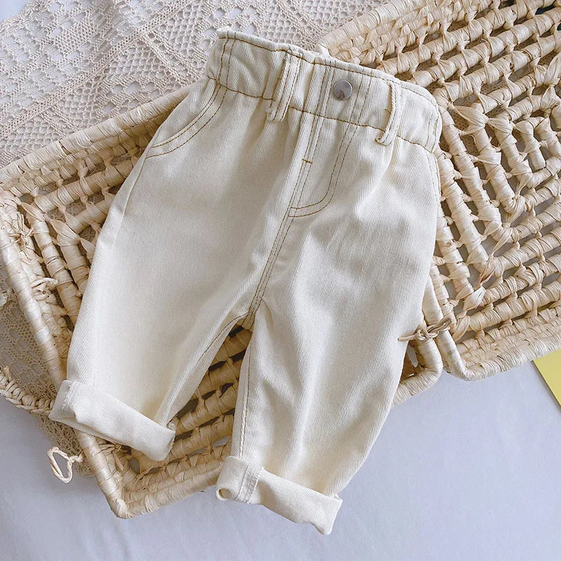 MILANCEL 2024 Spring Autumn Solid Kids Boys Straight Pants Fashion Children Clothing Trousers Brief Jeans for 1-6 Years