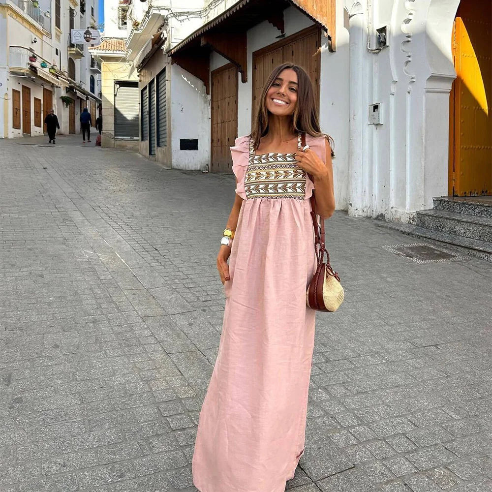 autumn new women's clothing European and American style shoulder strap printed patchwork fashionable dress