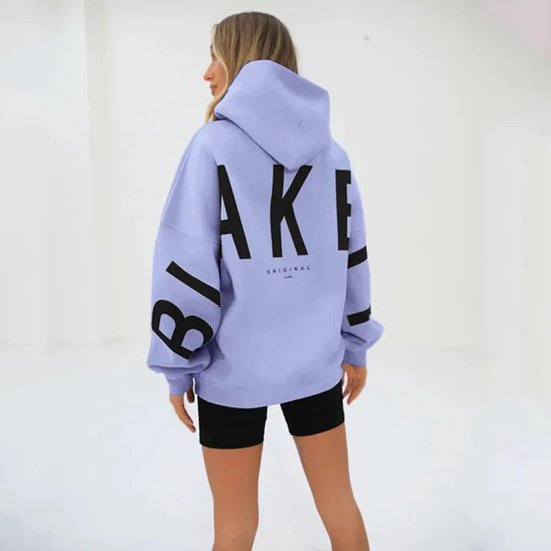2025 New Women's Hoodie Autumn Winter Fashion Printed Thickened Versatile Long Sleeve Loose Women's Top