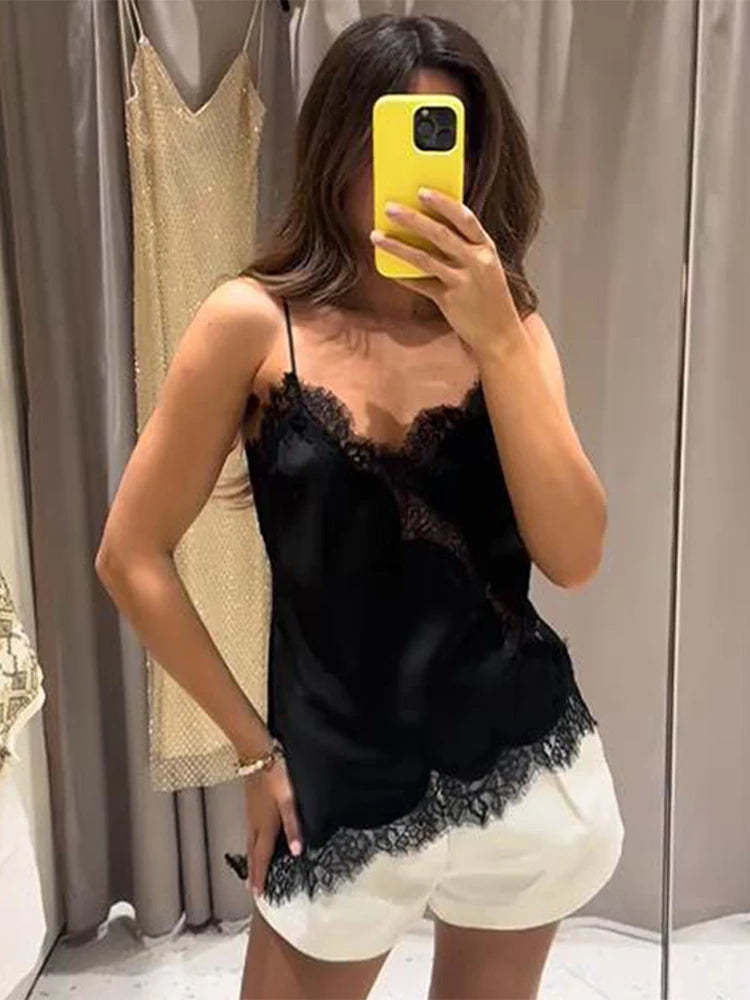Fashion V-neck Backless Dip Hem Romantic Blouse Sexy Lace Hollow Out Slip Tops For Women Lady 2025 Summer Evening Party Tops