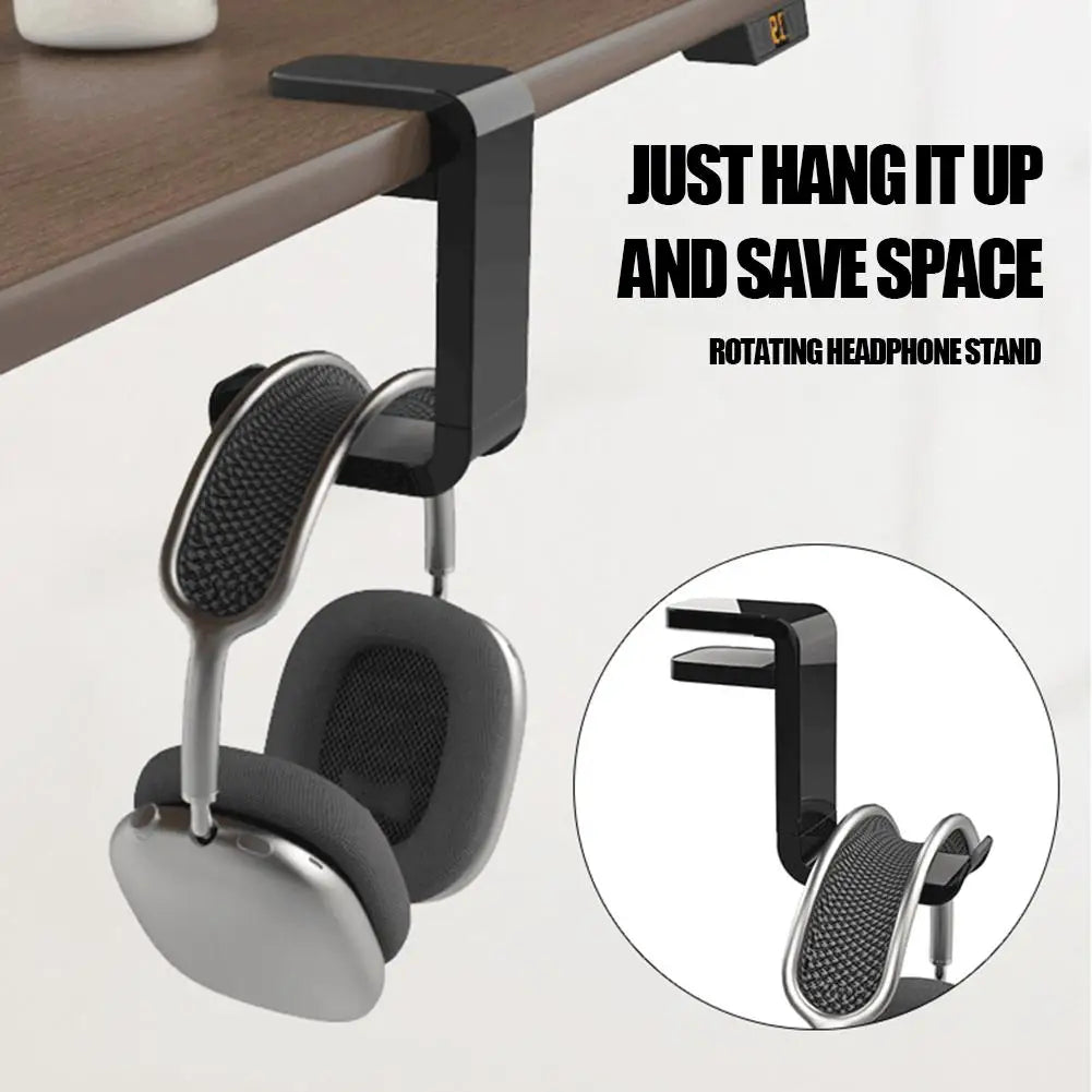 Universal 360° Rotating Headphone Stand Desktop Headset Holder PC Gaming Wall Mount Desk Hanger Hook For Earphone Controller 