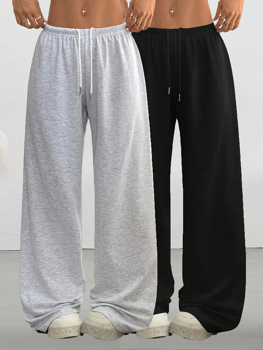 2pcs Women'S Casual Pants, Simple Drawstring Joggers for Spring/Summer/Autumn Wide-Leg Lounge Wear
