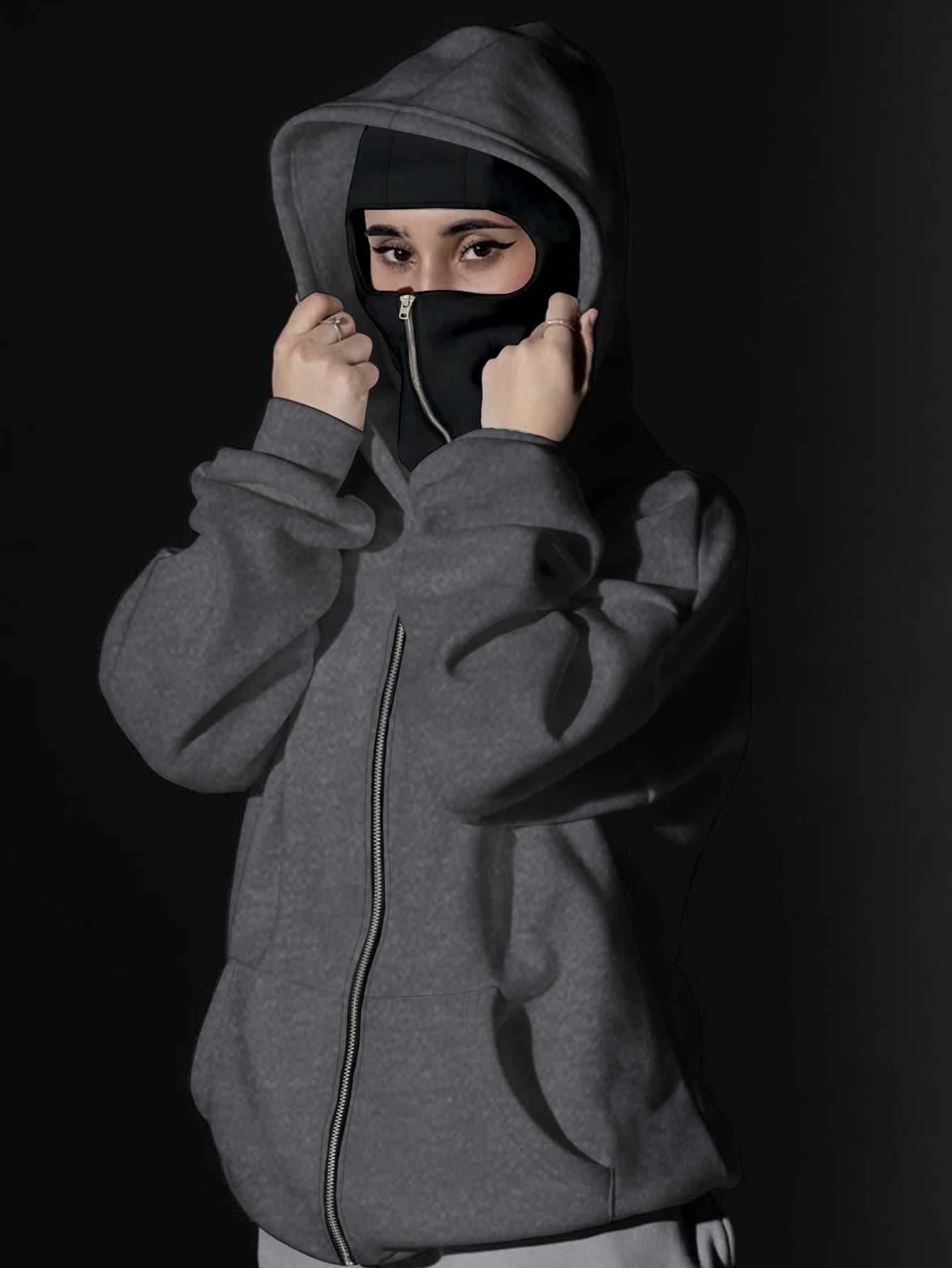 Women's fashion casual creative printed pattern s balaclava jacket and cuff drawstring s pants set, autumn and winter season items, Warm Suits For Women, Proper Winter Long Jacket Tracksuit For Women, Winter Suit For Women, W