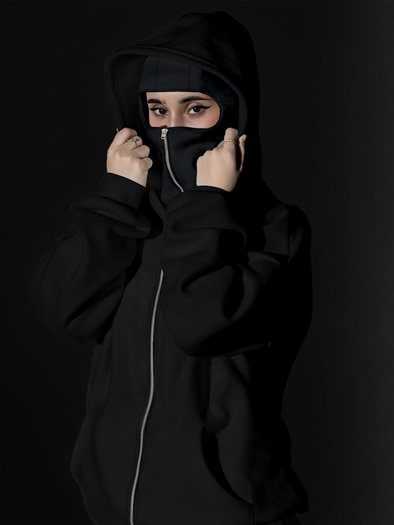 Women's fashion casual creative printed pattern s balaclava jacket and cuff drawstring s pants set, autumn and winter season items, Warm Suits For Women, Proper Winter Long Jacket Tracksuit For Women, Winter Suit For Women, W