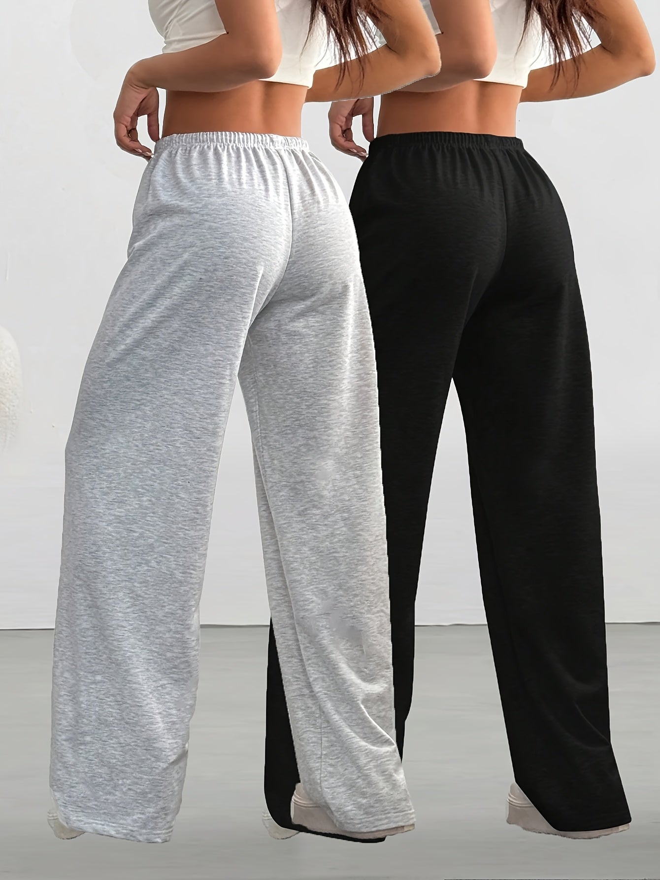 2pcs Women'S Casual Pants, Simple Drawstring Joggers for Spring/Summer/Autumn Wide-Leg Lounge Wear