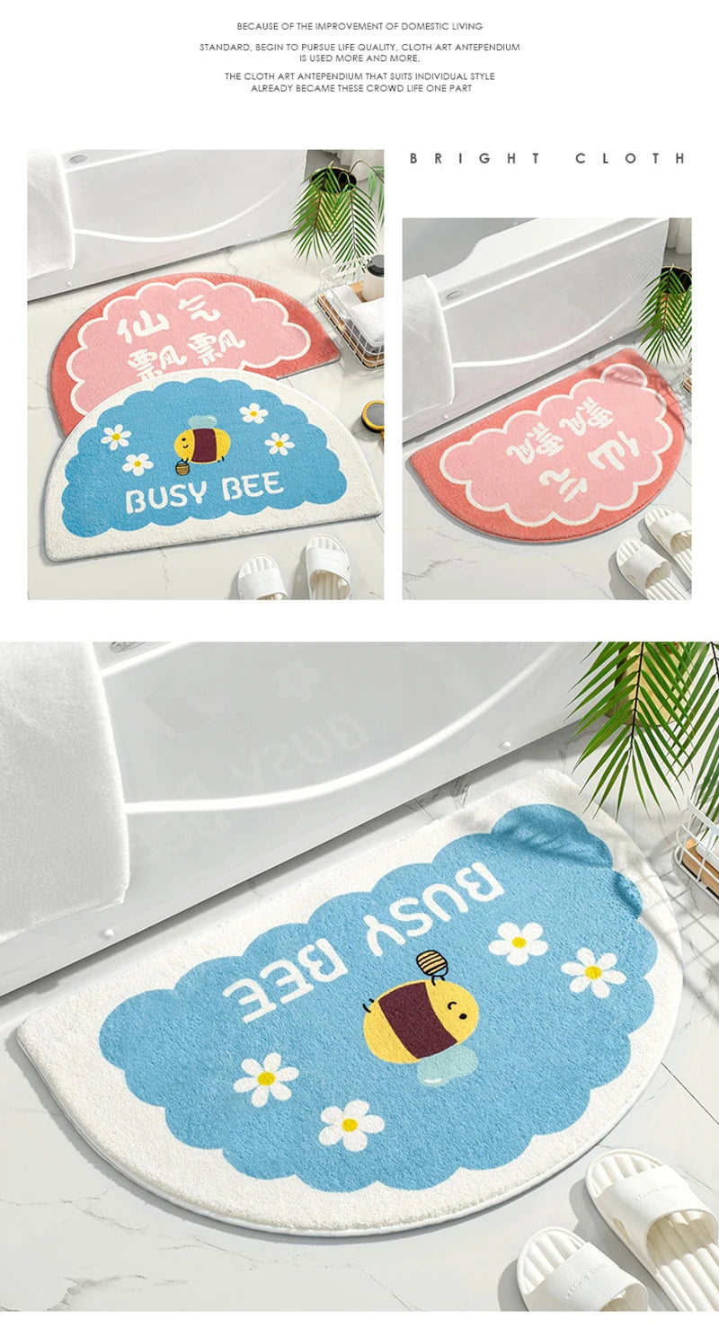 Soft Floor Mats Small Fresh Text Flowers Rugs Home Entrance Carpet Bedroom Toilet Bathroom Door Absorbent Non-Slip Foot Pad