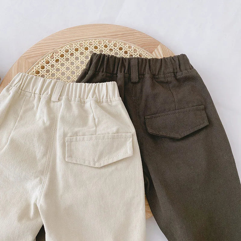 MILANCEL 2024 Spring Autumn Solid Kids Boys Straight Pants Fashion Children Clothing Trousers Brief Jeans for 1-6 Years