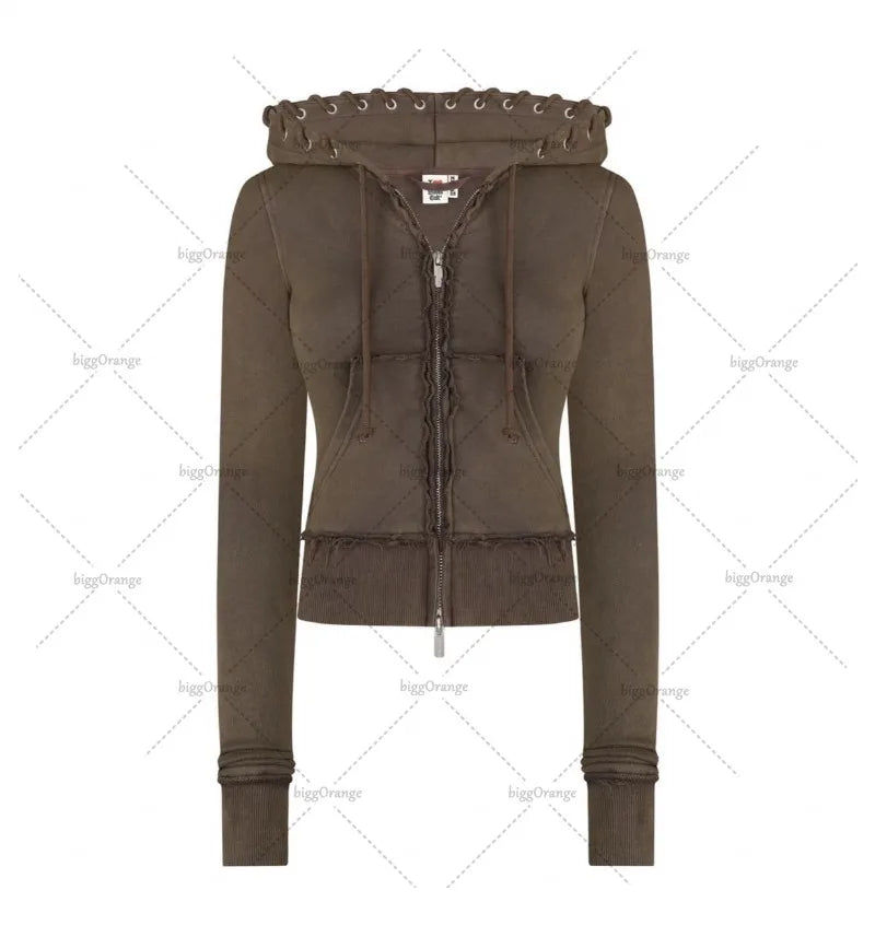 Street European and American Hip-hop Sexy Ladies Suit Letter Embroidery Fashion Harajuku Zipper Hoodie Casual Loose Sports Pants