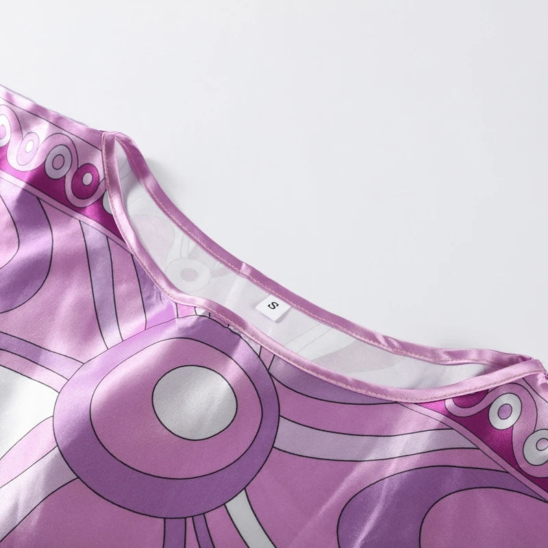 Geometric Print Cape Women's Set Loose Batwing Sleeve Top Flowy Maxi Skirt 2025 Summer Elegant Suit Holiday Fashion Lady Sets