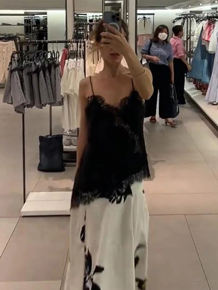 Fashion V-neck Backless Dip Hem Romantic Blouse Sexy Lace Hollow Out Slip Tops For Women Lady 2025 Summer Evening Party Tops