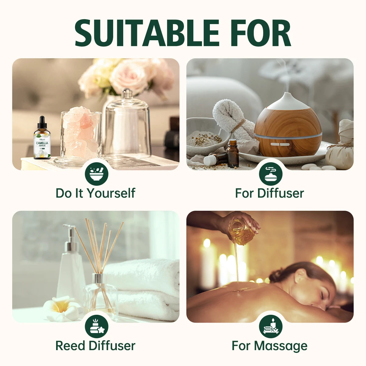 Camellia Oil Essential - Pure Natural Moisturizer for Face & Hair, Hydrating, Non - Greasy Multifunctional essential oil for all