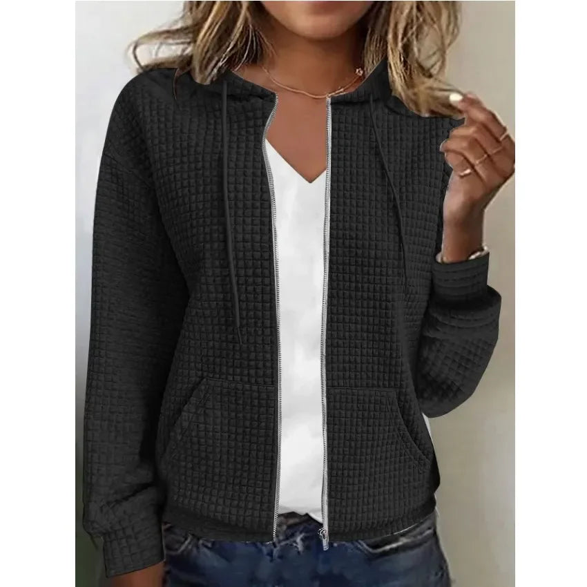 Long Sleeve Women Hoodid Jacket Y2k Zipper Hooded Cardigan Tops Fashion Casual Sweatshirt Coat 2024 Autumn Winter New Outer Wear