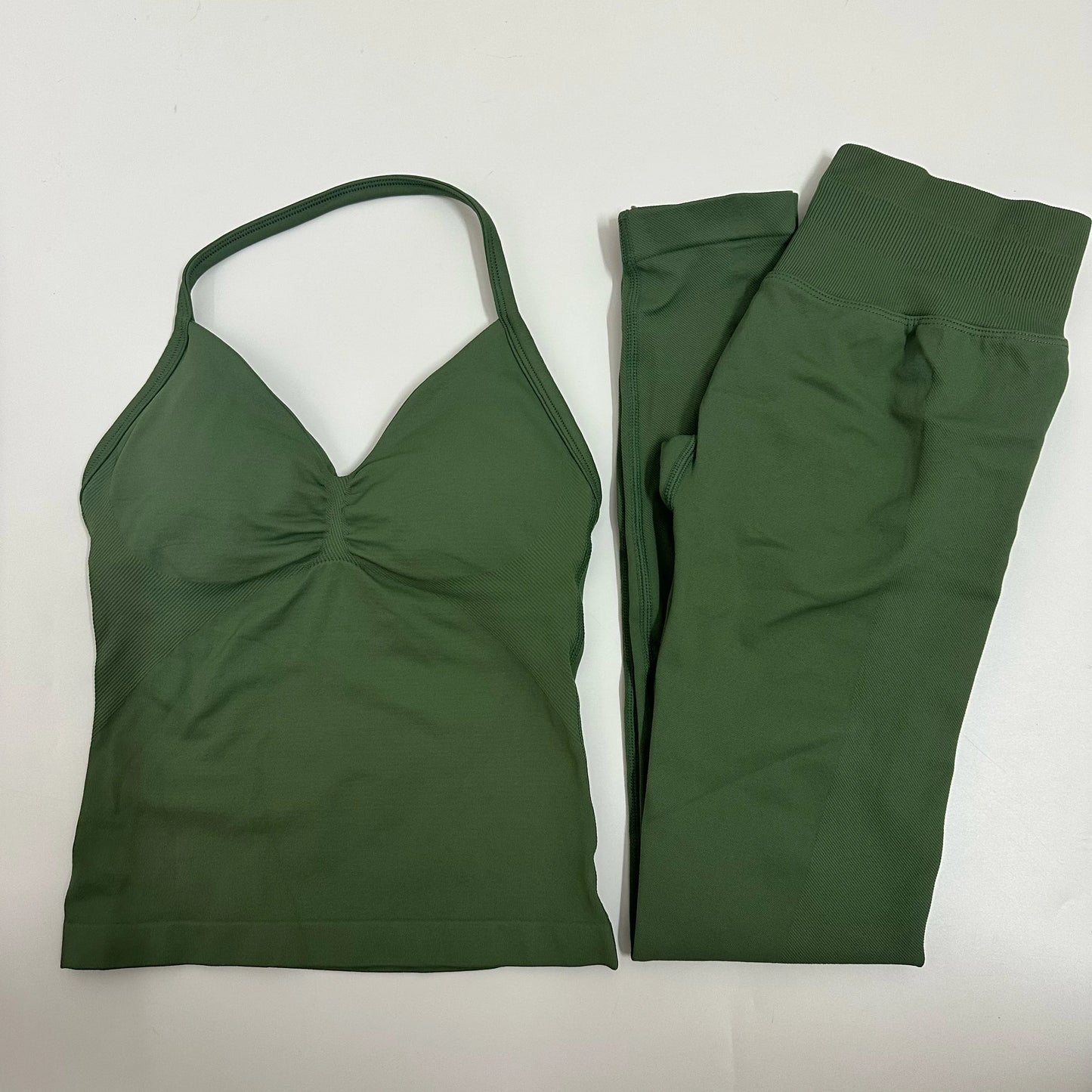 No Logo 2 Pieces Set Yoga Leggings Set Women Backless Tank Tops High Waist Scrunch Gym Suit Fitness Clothes Outfit Yoga Set