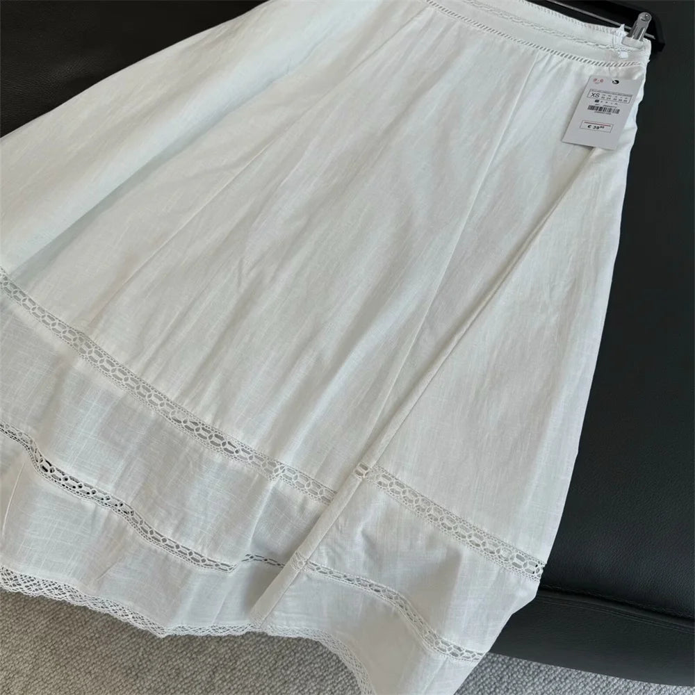 Taop&Za round neck sleeveless embroidered short top summer new women's fashion casual high waisted embroidered skirt