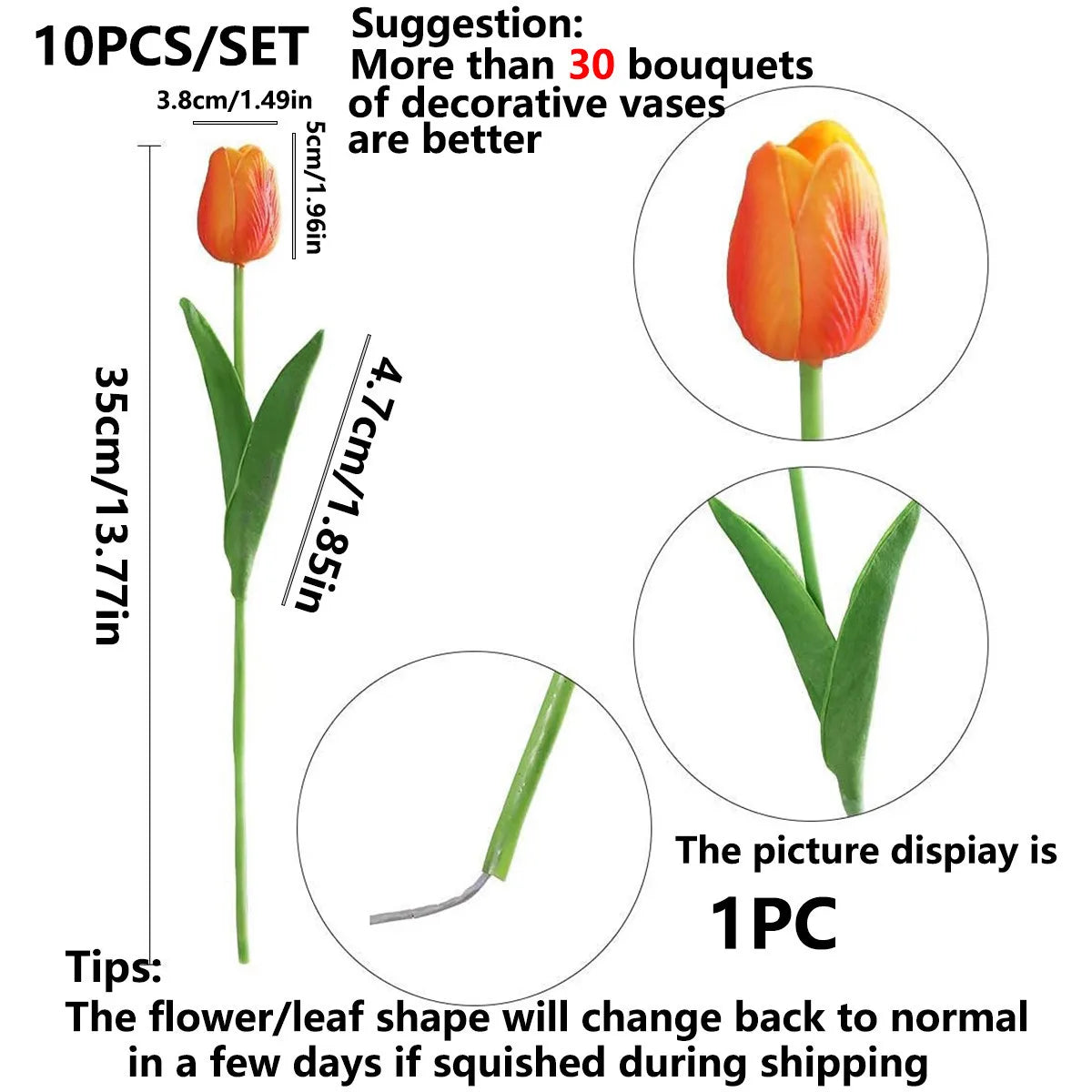 10Pcs Artificial Flower Realistic Touch Tulip Scrapbooking Vase Home Decor Wedding Garden Arch Garland  Mother's Day Bouquet diy