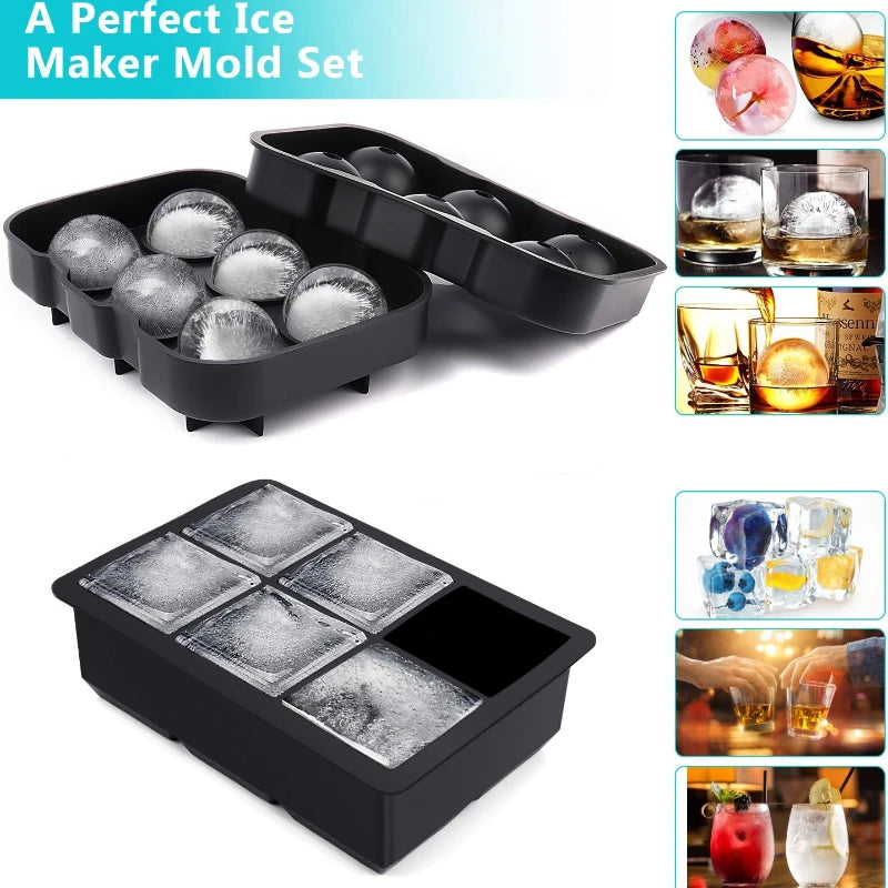4/6/8Grid Ice Ball Maker Silicone Ice Cube Mold Tray DIY Freeze Ice Maker Kitchen Barware Tools Perfect for Freezer Cocktail