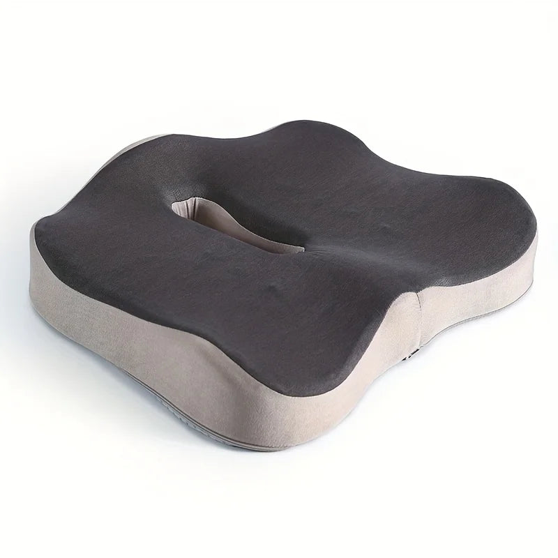 1pc Memory Foam Seat Cushion - 3D Ergonomic Support| Light Green & Grey, Washable Polyester, Car/Office Essentials Home Decor
