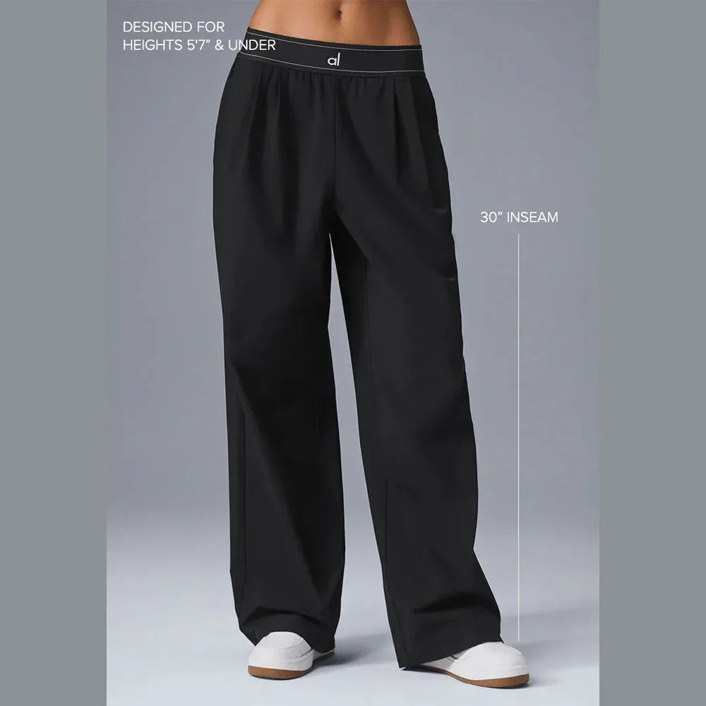 AL Fashion Wide Leg Trousers Women Summer Sports Casual LOOSE Sweatpants Women Elastic High Waist Loose Straight Yoga Pants