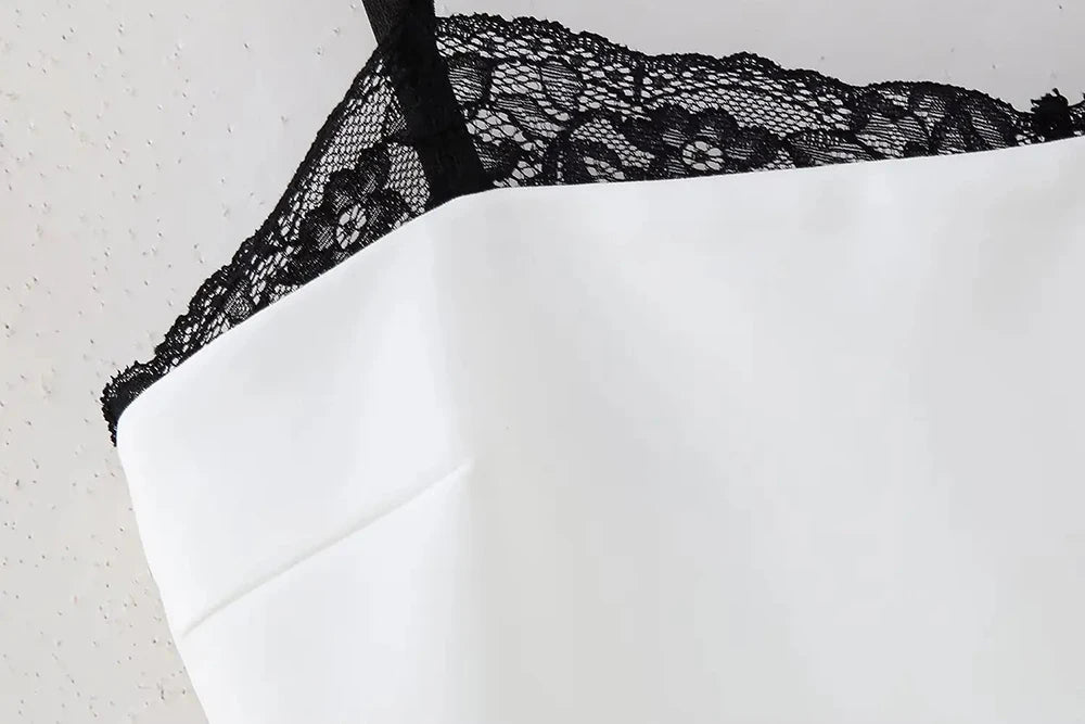 TRAFZA Women Sexy Lace Splicing Dress Fashion Slim Strapless Spaghetti Straps Mini Dresses Evening Party Sexy Short Dresses