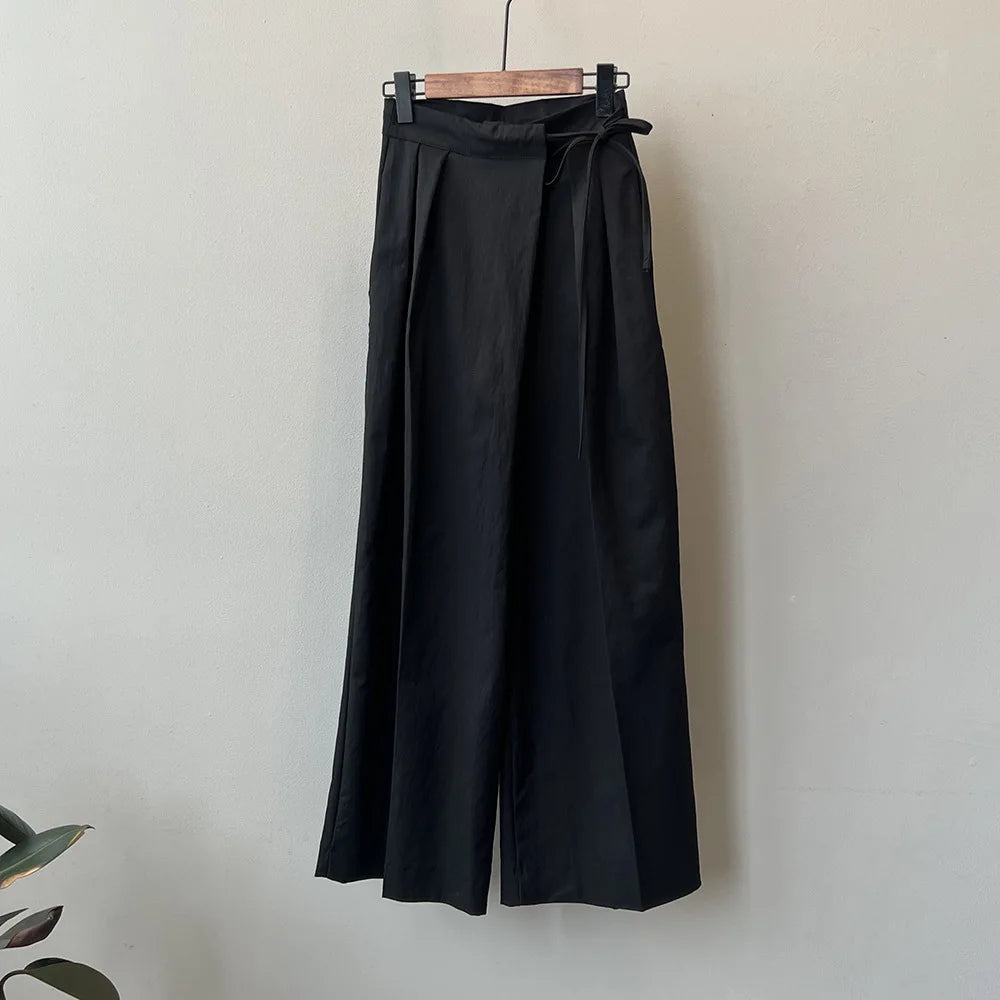 2024 Women Casual Wide Leg High Waist Pants Fashion Clothes Black Brown Pants Female Trousers