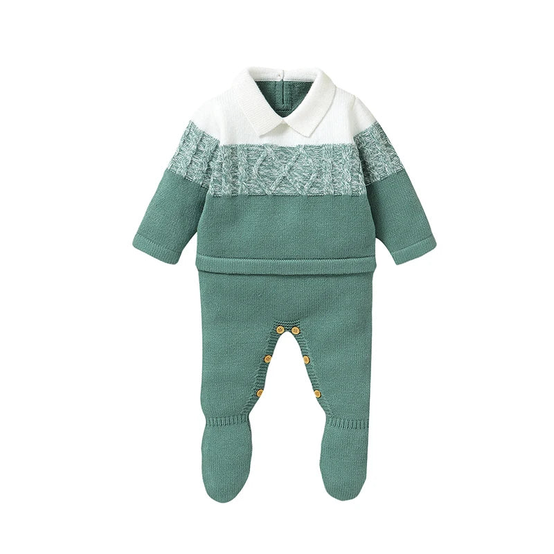 Baby Romper Knitted Newborn Kid Clothes Fashion Foot Wrap Warm 0-9M Overalls Infant Girl Boy Toddler Jumpsuit Long Sleeve Autumn