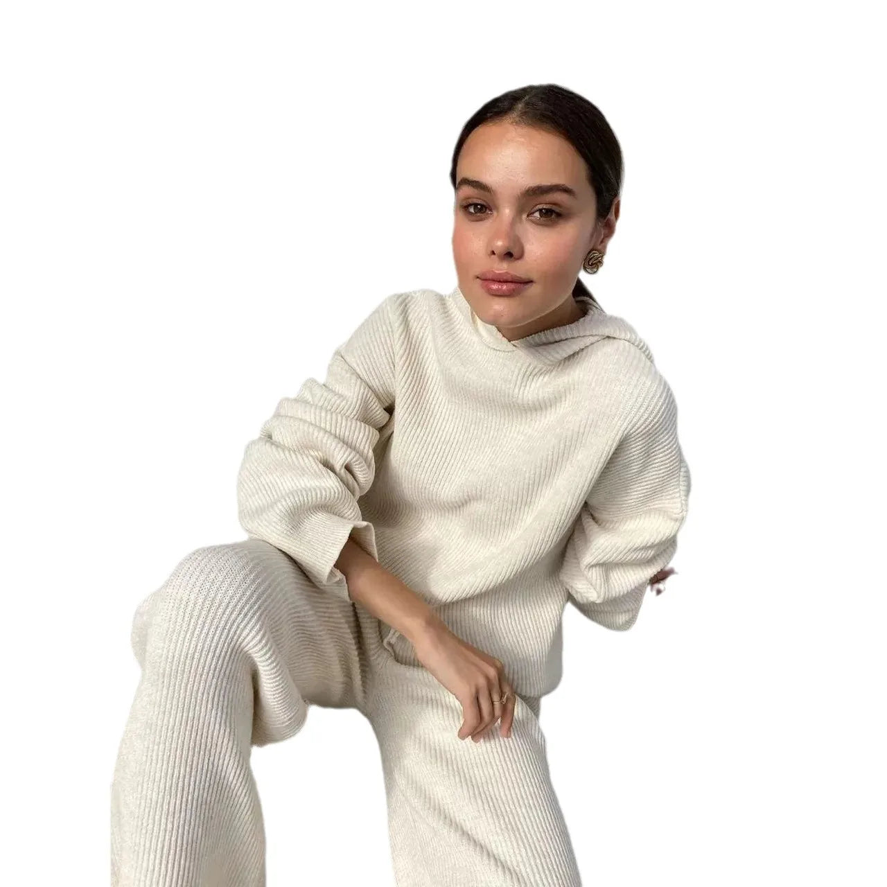 Autumn And Winter Women's New Fashion Sportswear Hoodie Set, Commuting Style Loose And Comfortable Casual Ladies Two-piece Set.