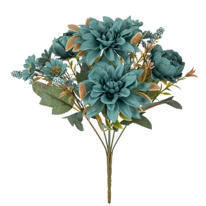 Hot sales Artificial Flowers Silk Dahlia Rose daisy Festival Home Wreath Decoration Bonsai Room Wedding Bridal Bouquet Diy gift
