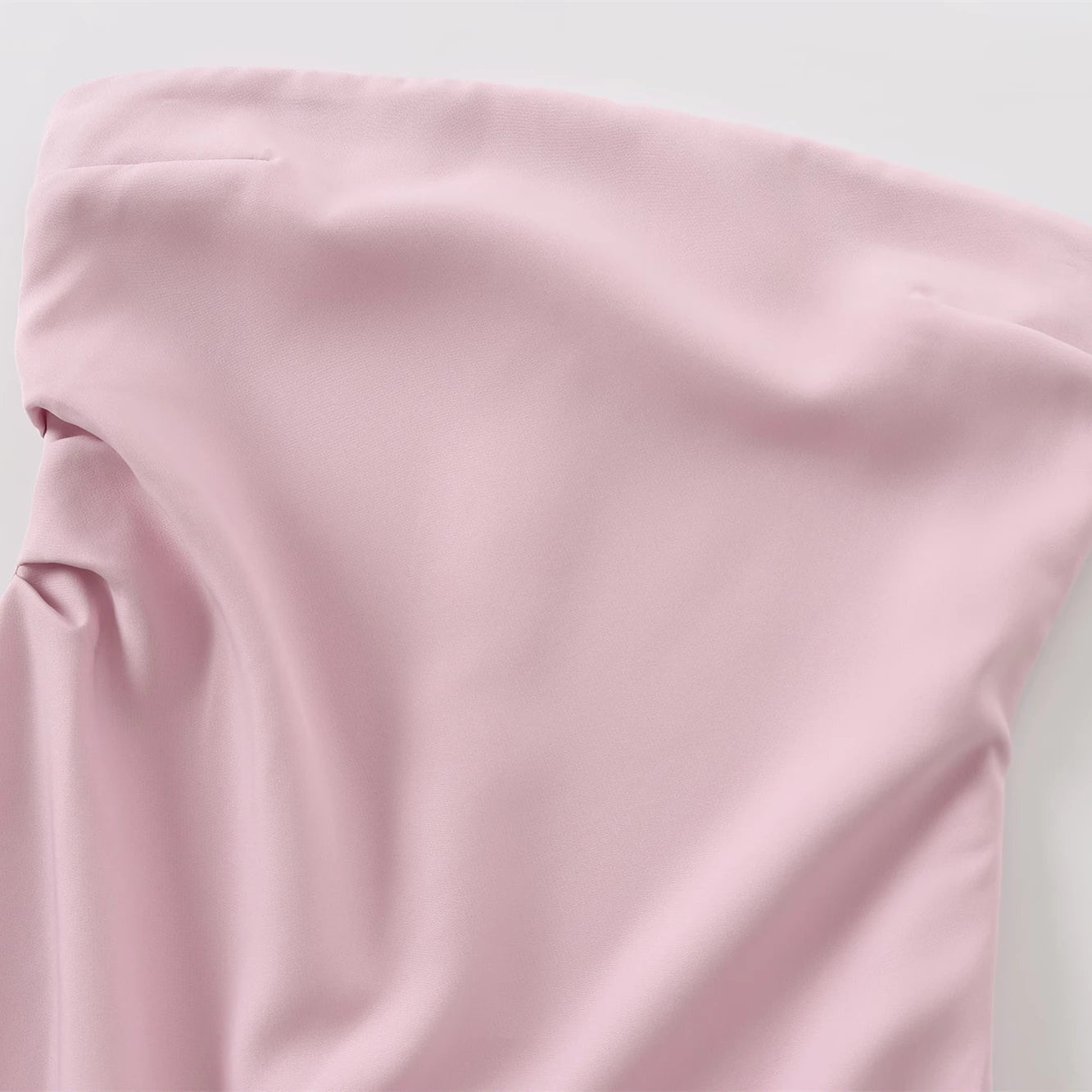 TRAF Women Fashion Summer New Sexy Split Back Zip Pleated Sleeveless Strapless Dress Chic Female French Elegant Evening