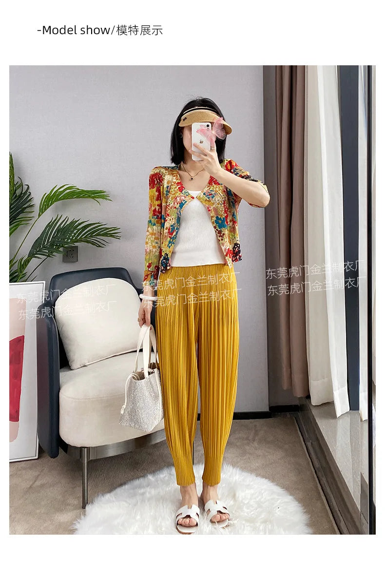 Miyake Life Pleated Pants Loose Harem Pants Women's Summer Thin Fashion Versatile Nine-minute Calf Pants