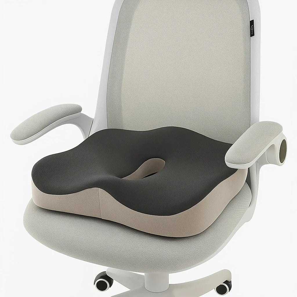 1pc Memory Foam Seat Cushion - 3D Ergonomic Support| Light Green & Grey, Washable Polyester, Car/Office Essentials Home Decor