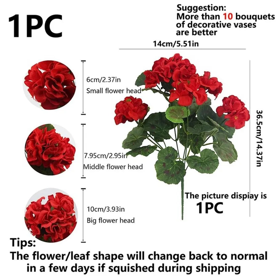 1Pc Begonia Flowers For Home Floral Arrangement Decor DIY Christmas Wreath Vase Wedding Road Citation Supplies Artificial Plants
