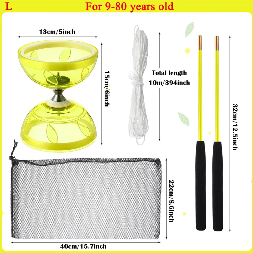 Portable Diabolo Chinese Yoyo Diabolo Set Portable Fitness Gear For Adults Kids Elderly Outdoor Indoor Agility Exercise