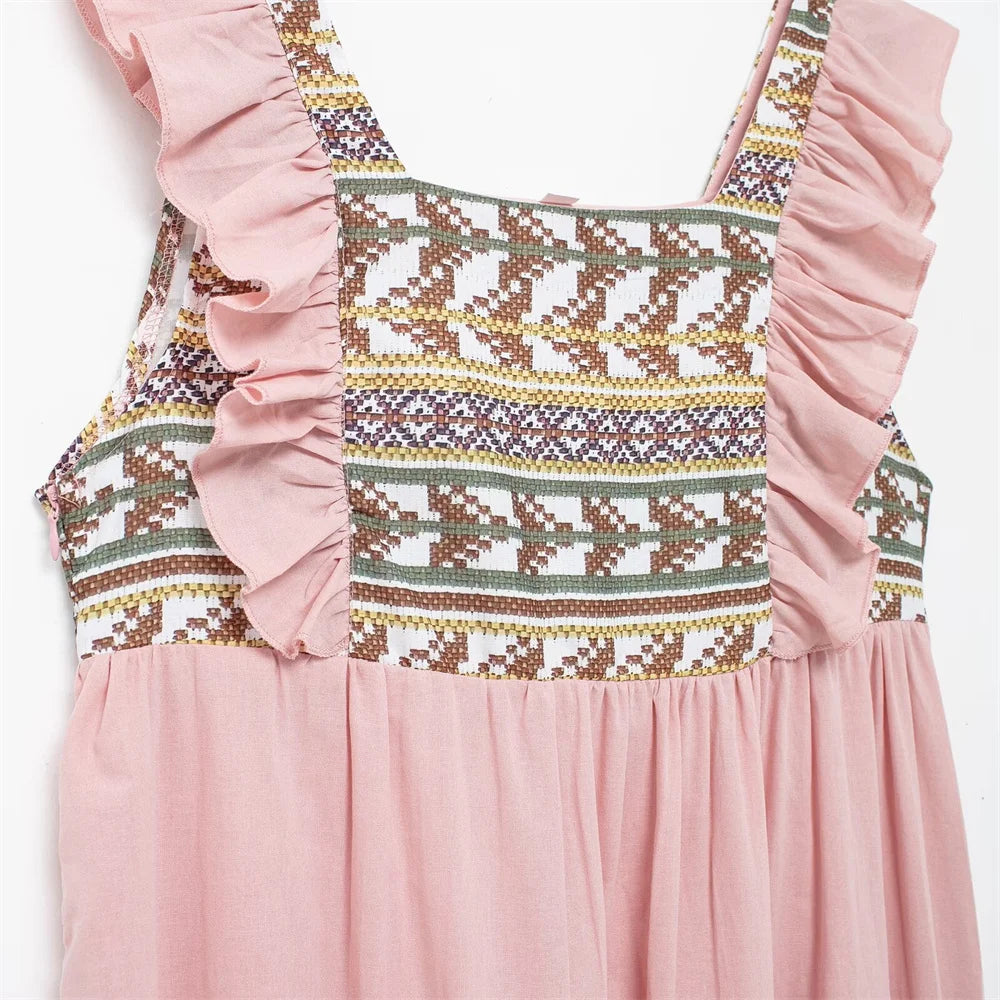 autumn new women's clothing European and American style shoulder strap printed patchwork fashionable dress