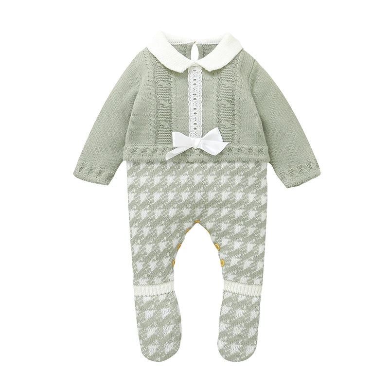 Baby Romper Knitted Newborn Kid Clothes Fashion Foot Wrap Warm 0-9M Overalls Infant Girl Boy Toddler Jumpsuit Long Sleeve Autumn