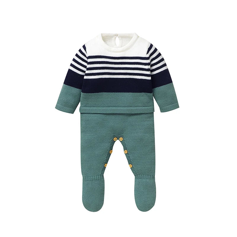 Baby Romper Knitted Newborn Kid Clothes Fashion Foot Wrap Warm 0-9M Overalls Infant Girl Boy Toddler Jumpsuit Long Sleeve Autumn