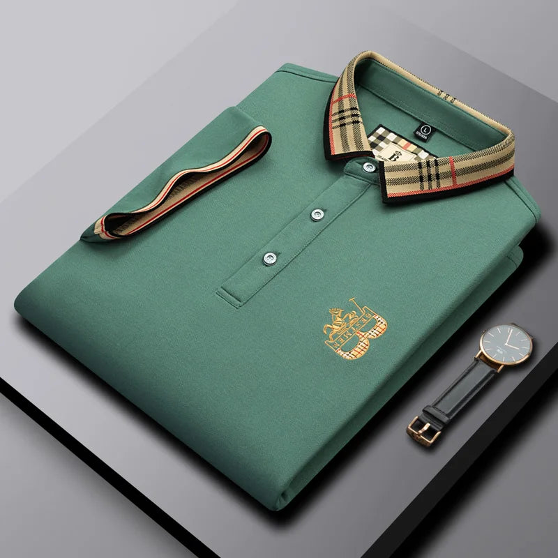 Summer men's fashion casual short sleeved polo shirt high-end boutique embroidered top comfortable and breathable lapel T-shirt