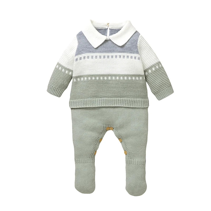 Baby Romper Knitted Newborn Kid Clothes Fashion Foot Wrap Warm 0-9M Overalls Infant Girl Boy Toddler Jumpsuit Long Sleeve Autumn