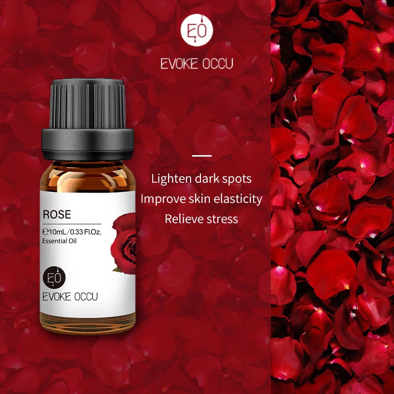EVOKE OCCU 10mL Essential Oil, Lavender Jasmine Rose Vanilla Pure Natural Oil for Diffuser Humidifier Massage Candle Soap Making